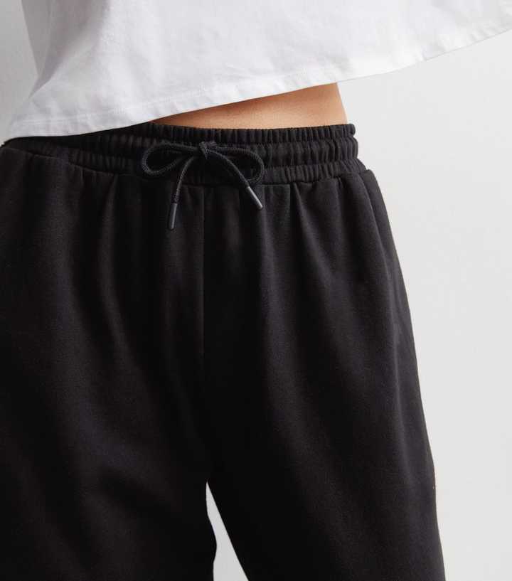 Black Jersey Wide Leg Joggers