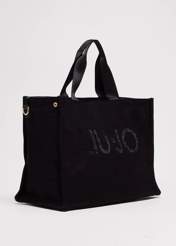 Borsa shopping in tela con logo